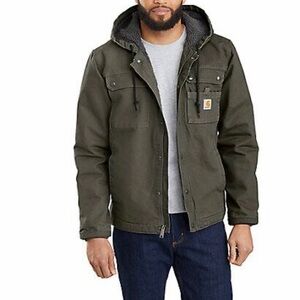 NEW MEN'S SHERPA-LINED UTILITY JACKET - RELAXED FIT - WASHED DUCK - MEN XL